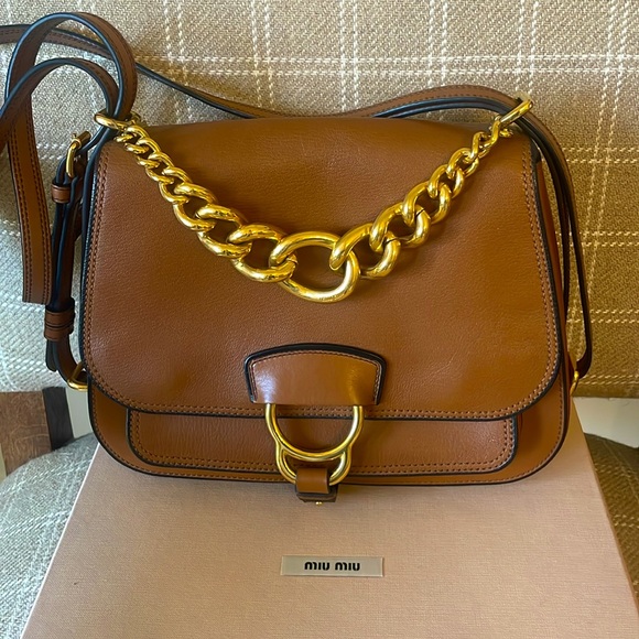 EUC Miu Miu calfakin saddle bag brown - Picture 3 of 13